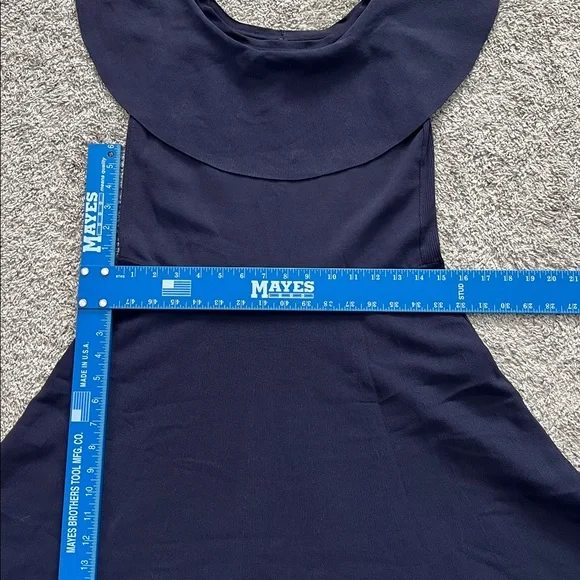 Eliza J Midnight Blue Ruffle Neck Fit Flare Ballet Cocktail Party Dress - Size L - Picture 9 of 9